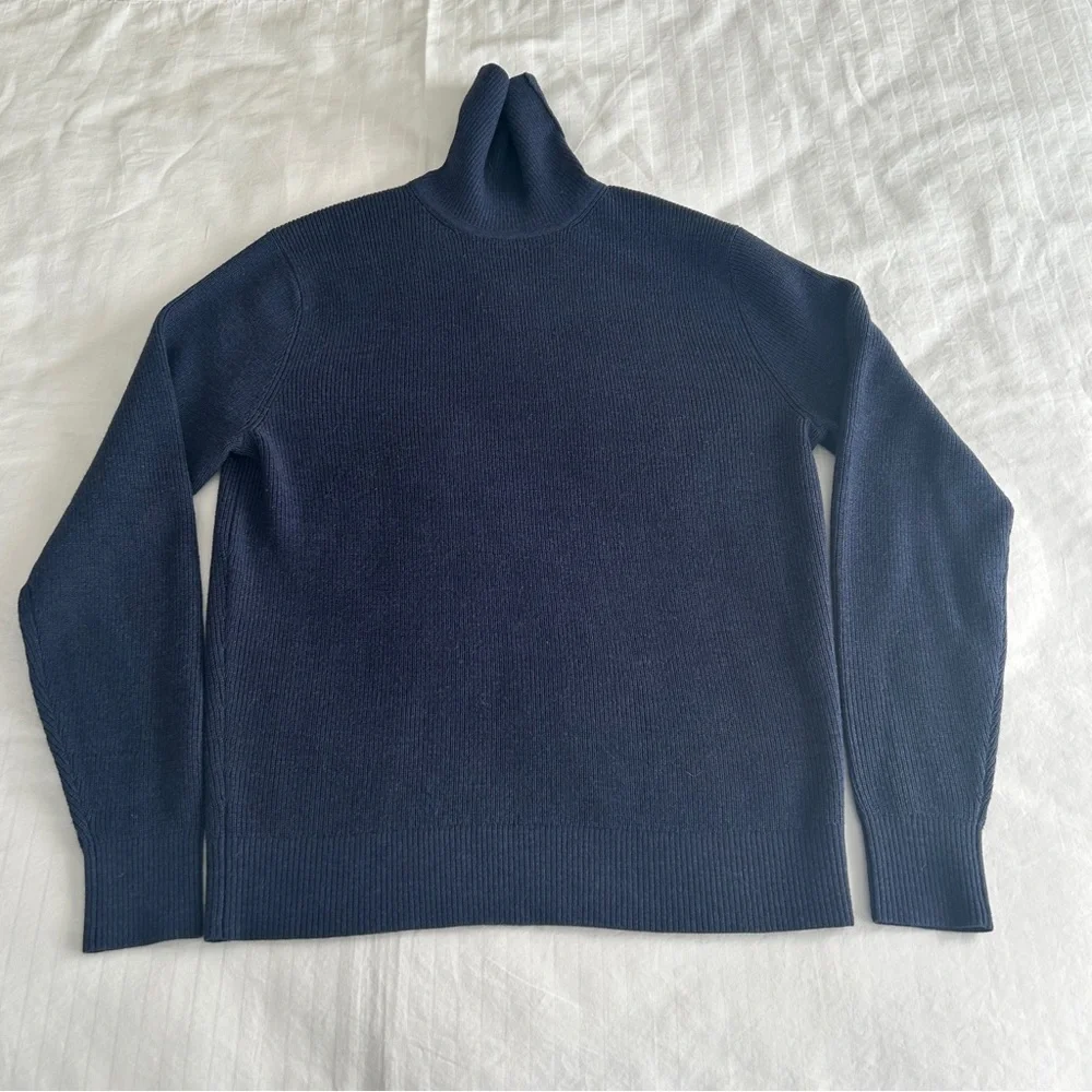 Todd Snyder Sweater Italian Merino Wool Retro Turtle Neck Navy Blue Men's Medium